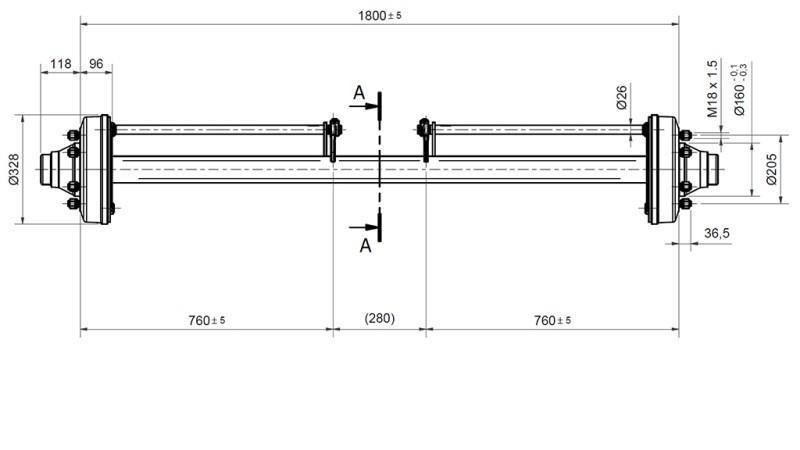 NÁPRAVA PRO PŘÍVĚS 7200 kg S BRZDAMI (1800 mm)