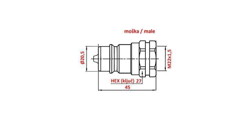 SCHNELLKUPPLUNG TRAKTOR MÄNNLICH M22x1.5