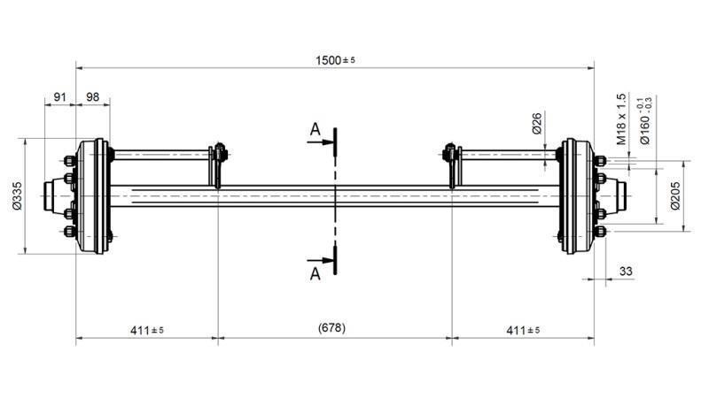 NÁPRAVA PRO PŘÍVĚS 4800 kg S BRZDAMI (1500 mm)