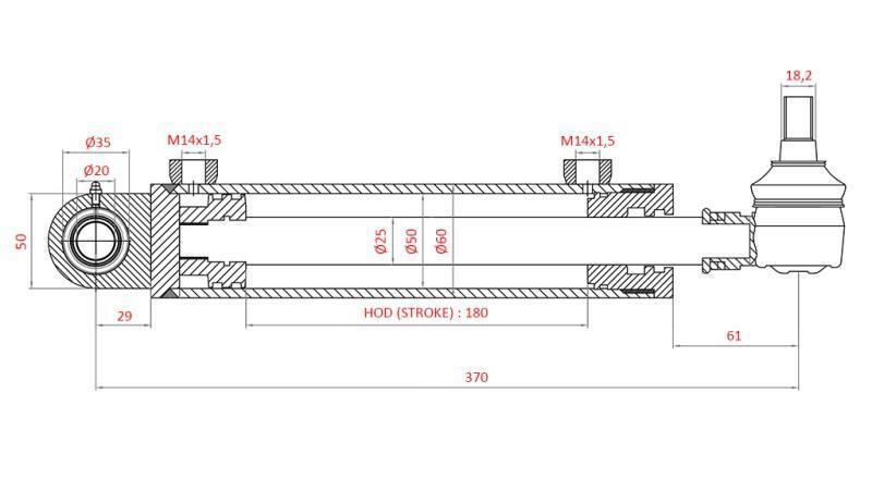 HYDRAULICKÝ ŘÍDÍCÍ CYLINDR FIAT-NEW HOLLAND OEM-5173176