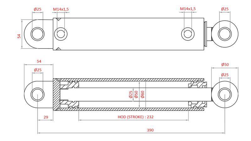 HYDRAULIC STEERING CYLINDER FIAT-NEW HOLLAND OEM-87302891, 5164022, 82991196