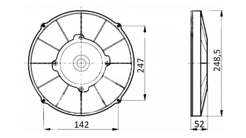 AXIÁLNÍ VENTILÁTOR 255mm TLAČENÍ 24V