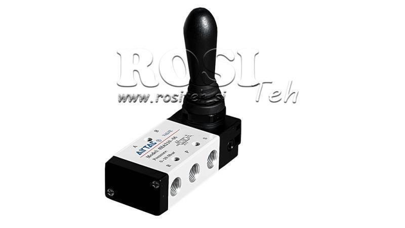 PNEUMATICKÝ RUKOJMOVÝ VENTIL 5/3 1/4 PRT-0853-ARV NÁVRAT S PRUŽINOU