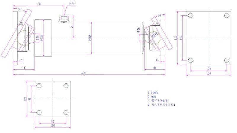TELESCOPIC CYLINDER 4 EXTENSIONS  900MM K4B-7TS