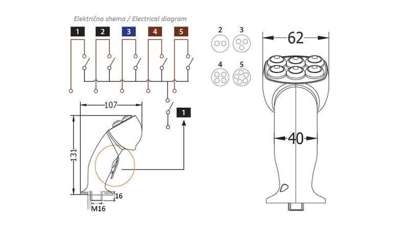 DÁLKOVÉ OVLÁDÁNÍ RUKOJEŤ ROSI JOYSTICK - 4 TLAČÍTKA