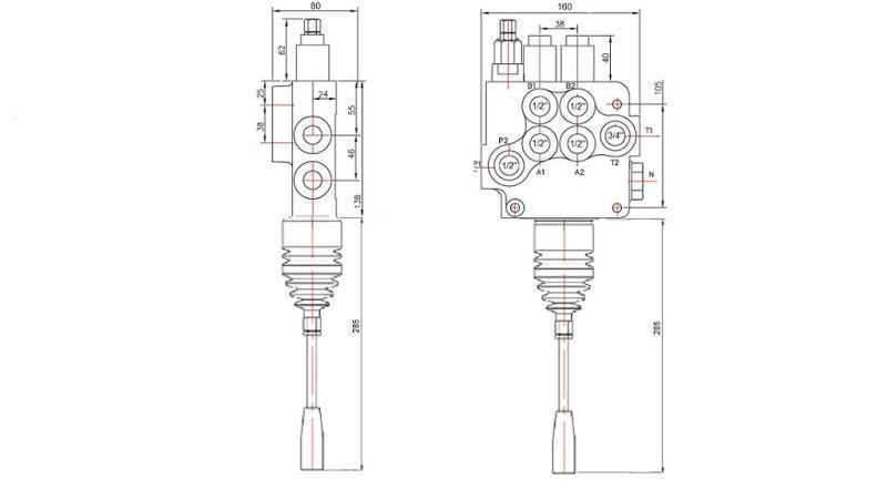HYD. VALVE 2xP80 JOYSTICK