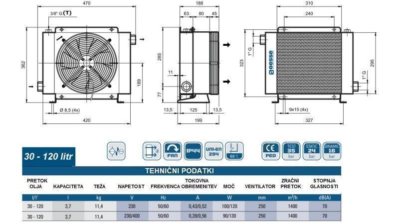 OLEJOVÝ CHLADIČ AC 230V HY02401 30-120 LIT
