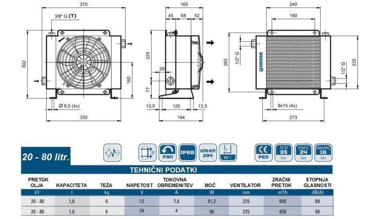 OLEJOVÝ CHLADIČ DC 12V HY01602 20-80 LIT