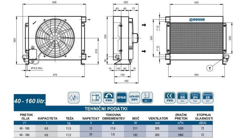 OLEJOVÝ CHLADIČ DC 12V HY03802 40-160 LIT