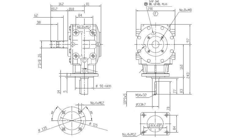 ANGLE REDUCER T-311J 1:3 (50HP-36.8kW)