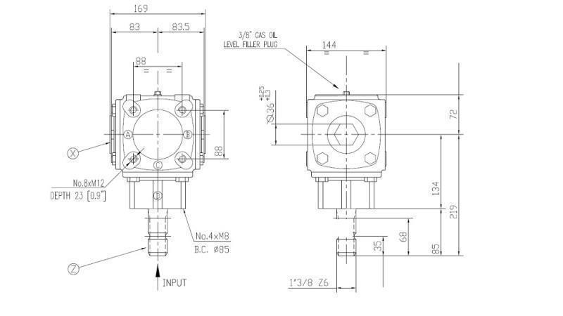 ANGLE GEAR TB-19J 1.46:1 (23HP-16.9kW)