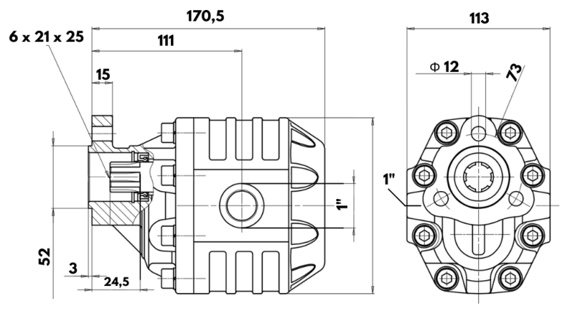 HYDRAULIC CAST IRON PUMP UNI30-43CC-220 BAR LEFT