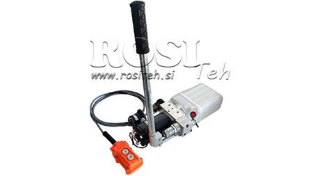 MINI HYDRAULICKÝ AGREGÁT 24V DC - 0.8kW = 0.5cc - 1.5 lit - jednofázová jednotka (PVC) s ruční pumpou