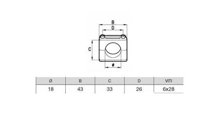 PIPE HOLDER DIAMETER 28 - DOUBLE - dimensions