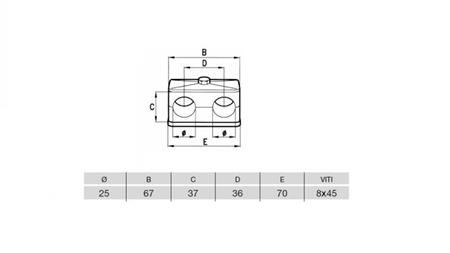 PIPE HOLDER FI 25 - DOUBLE - dimensions