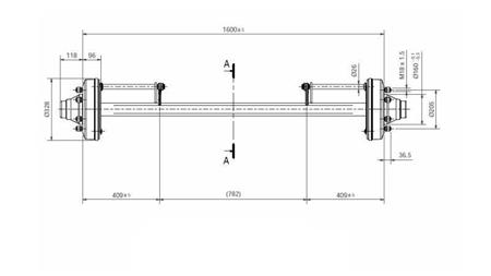 NÁPRAVA PRO PŘÍVĚS 8300 kg S BRZDAMI (1600 mm)