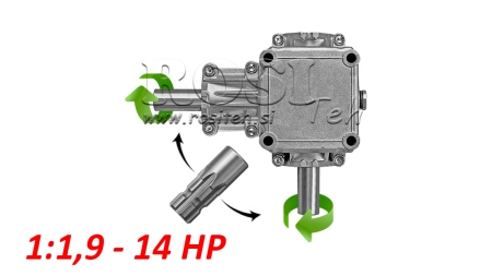 ЪГЛОВА СКОРОСТНА КУТИЯ PTO 1:1.9 (14HP-10KW)