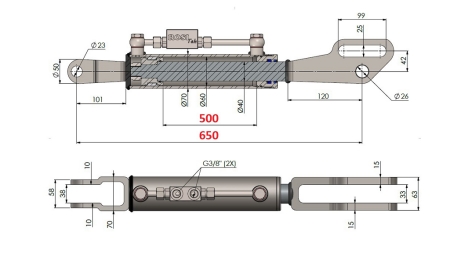 2TON. HYDRAULICKÝ TŘETÍ BOD FORK 60/40-150 (500MM-650MM)