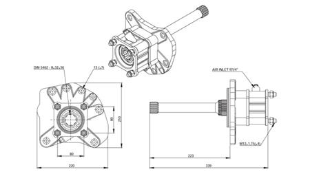 Rozměry HYDRAULICKÉ PUMPY - MERCEDES AXOR 1