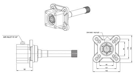 Rozměry VÝSTUPU PRO HYDRAULICKÉ ČERPADLO - VOLVO SR-1700-1