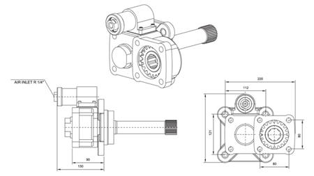 Rozměry VÝSTUPU PRO HYDRAULICKÉ ČERPADLO - VOLVO SR-1700-2