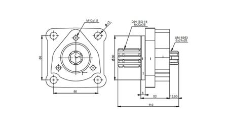 Dimensions 4X3 ADAPTER FOR CAST IRON PUMP