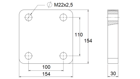 MOUNTING FLANGE FOR SWIVEL TOWING HOOK fi50 IN HOUSING