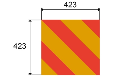 ALU VAROVNÝ PŘÍZNAK PRO VOZY A PŘÍPOJKY DIM.423X423MM