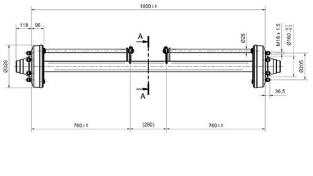 NÁPRAVA PRO PŘÍVĚS 7200 kg S BRZDAMI (1800 mm)