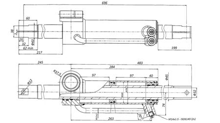 HYDRAULICKÝ ŘÍDÍCÍ CYLINDR MASSEY FERGUSON OEM-6202491M91