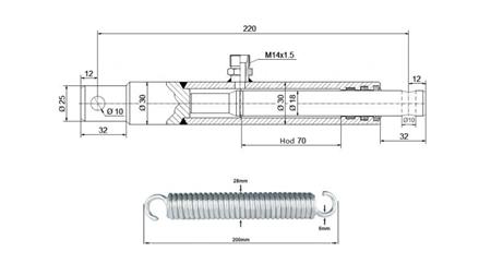 HYDRAULICKÝ CYLINDR PRO OTEVÍRÁNÍ KLAPKY 30/18-70
