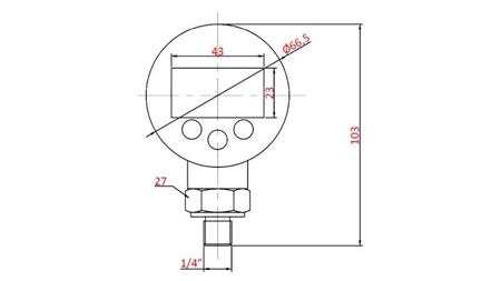 DIGITÁLNÍ MANOMETR DN63 VERTIKÁLNÍ 0 - 600 BAR - 1/4