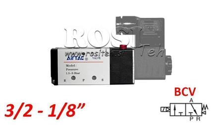 PNEUMATICKÝ ELEKTRICKÝ VENTIL 3/2 MONOSTABILNÍ 1/8 PRT-0532-BCV