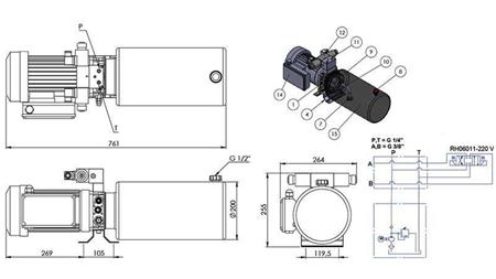 MINI HYDRAULIC AGGREGATE 230V AC (2.2 kW) - 8.0 cc - 11.2 lit/min - tank 12 lit