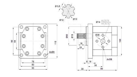 HYDRAULICKÉ ČERPADLO NSZ 10 - 6 ZUBŮ 10 CC PRAVÝ
