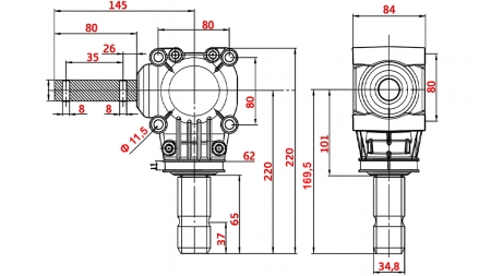 ЪГЛОВА СКОРОСТНА КУТИЯ L-150J 1:1 (12HP-9KW)