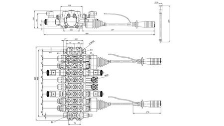 HYDRAULICKÝ VENTIL HIAB 8xPC70   2x JOYSTICK - ELEKTRICKÉ OVLÁDÁNÍ 12V