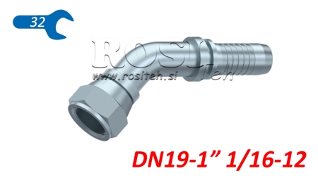HYDRAULICKÉ PŘIPOJENÍ DKJ JIC74° ŽENSKÝ LOM 45° DN19-1 1/16-12
