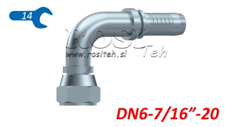 HYDRAULICKÉ PŘIPOJENÍ DKJ JIC74° ŽENSKÉ KOLENO 90° DN6-7/16-20