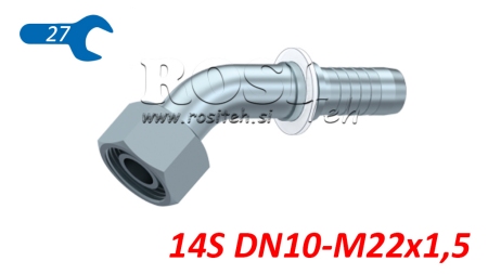 HYDRAULICKÉ PŘIPOJENÍ DKOS 14 S ŽENSKÝM ELBOW 45 DN10-M22X1,5