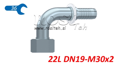 HYDRAULICKÉ PŘIPOJENÍ DKOL 22 L S ŽENSKÝM ELBOW 90 DN19-M30X2