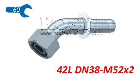 HYDRAULICKÉ PŘIPOJENÍ DKOL 42L ŽENSKÝ ELBOW 45 DN38-M52X2