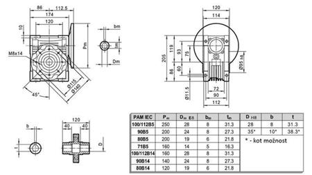 PMRV-75 REDUKTOR PRO ELEKTRICKÝ MOTOR MS80 (0.55-0.75kW) POMĚR 40:1