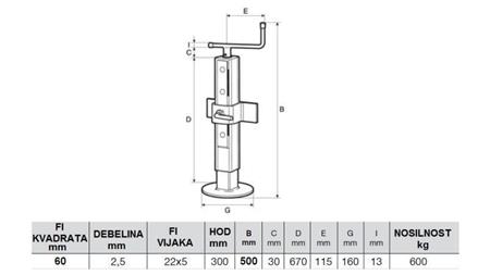 NASTAVITELNÁ NOHA PODPORY VLÁKNA 300MM - 600KG