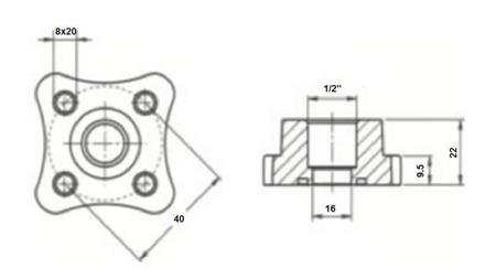 PIPE CONNECTOR 1/2 - STRAIGHT FLANGE fi 40
