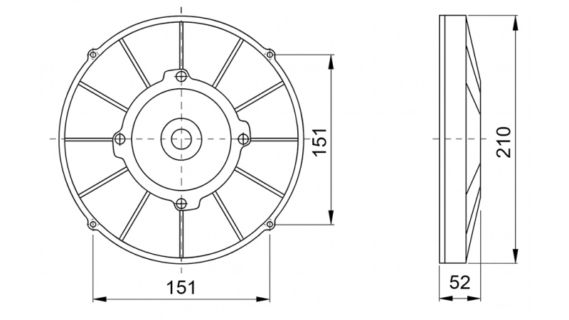 AXIAL LÜFTER - VENTILATOR 190 mm - ZULEITEND 12V