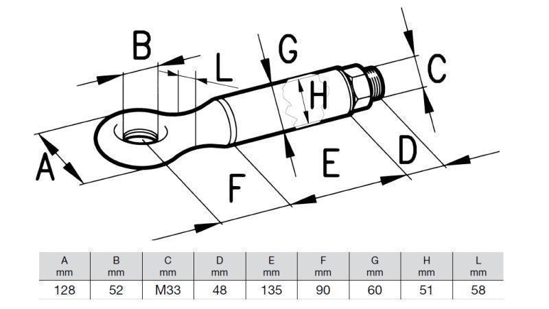 SWIVEL TOWING HOOK DIAMETER 52 14000/3000KG