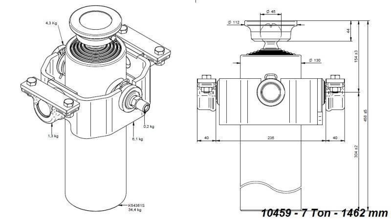 TELESCOPICKÝ CYLINDR KOMPAKTNÍ 5 STUPŇŮ 1462mm x125 -KULIČKA